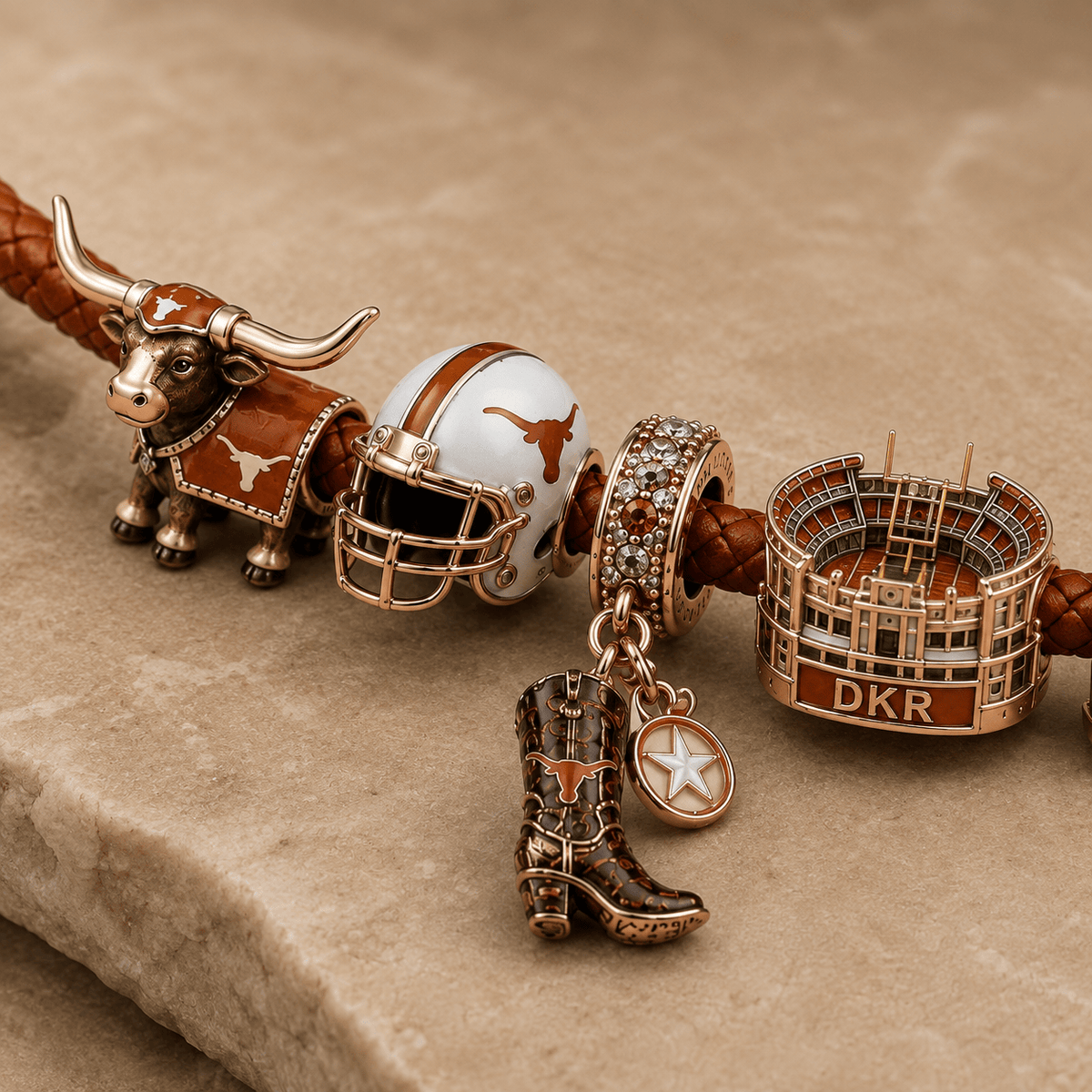 TLS round braided leather cord Charm Bracelet Set NHVH