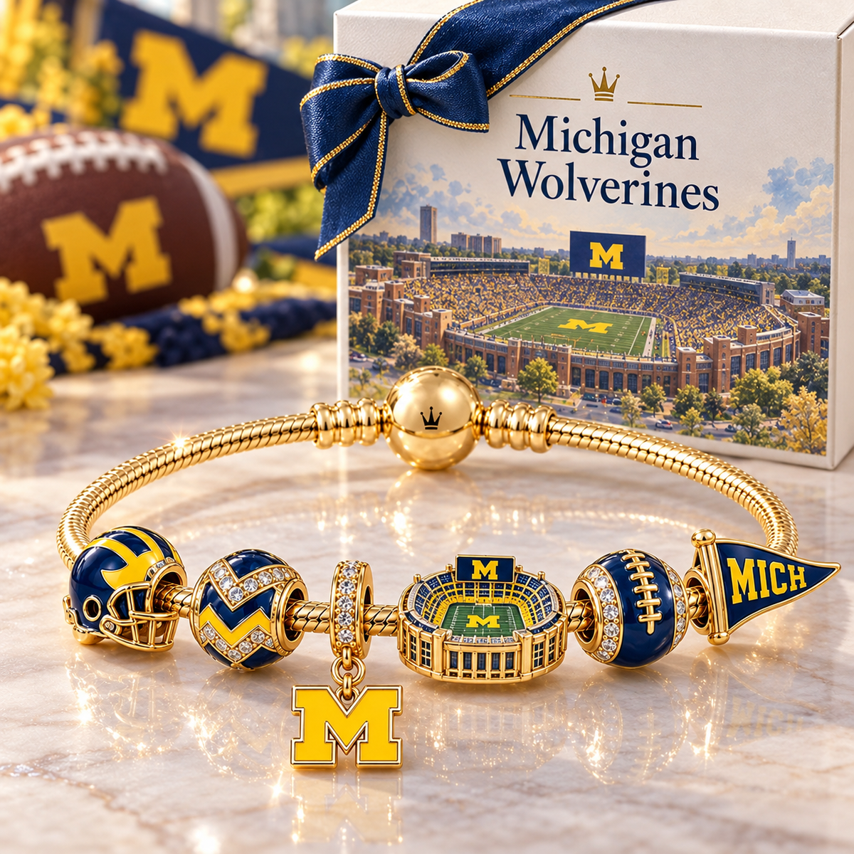 MWR Gold Charm Bracelet Set NHVH