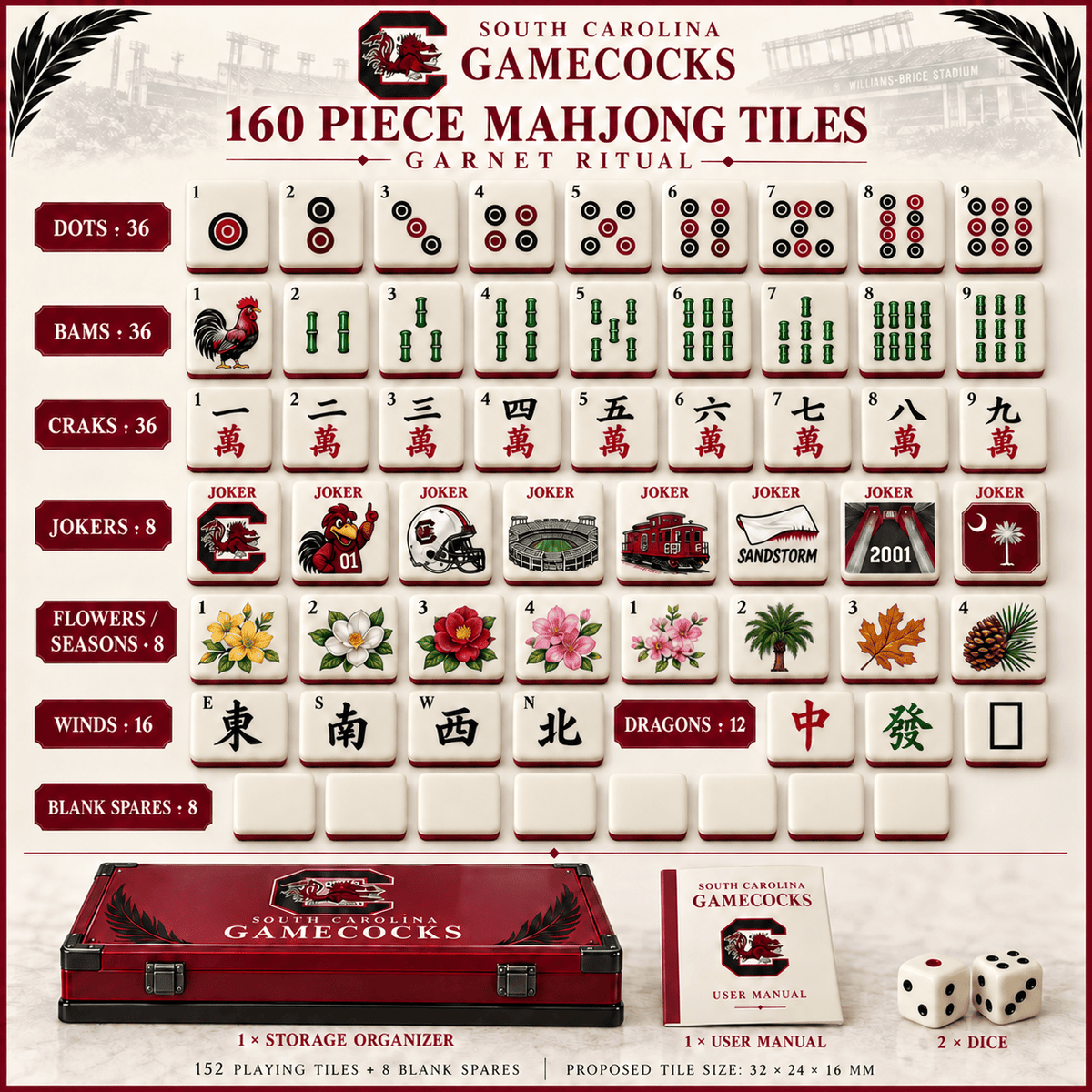 Premium SCG Mahjong Tiles Set TNSM