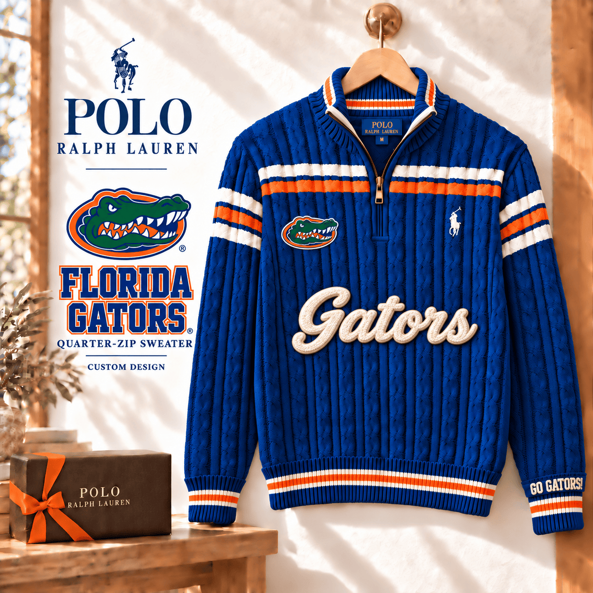 FGT PREMIUM Varsity Cable-Knit Quarter-Zip Sweater NHVH